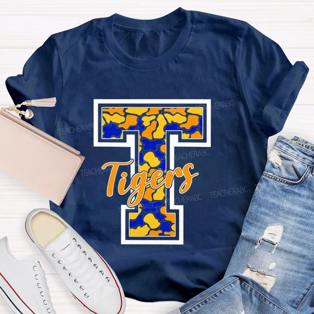 Personalized Mascot Colorful Leopard W Is For Wildcats Teacher T-Shirt