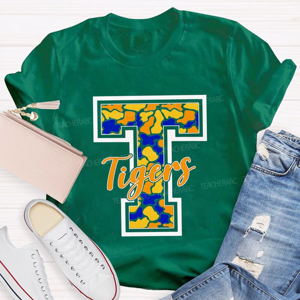 Personalized Mascot Colorful Leopard W Is For Wildcats Teacher T-Shirt