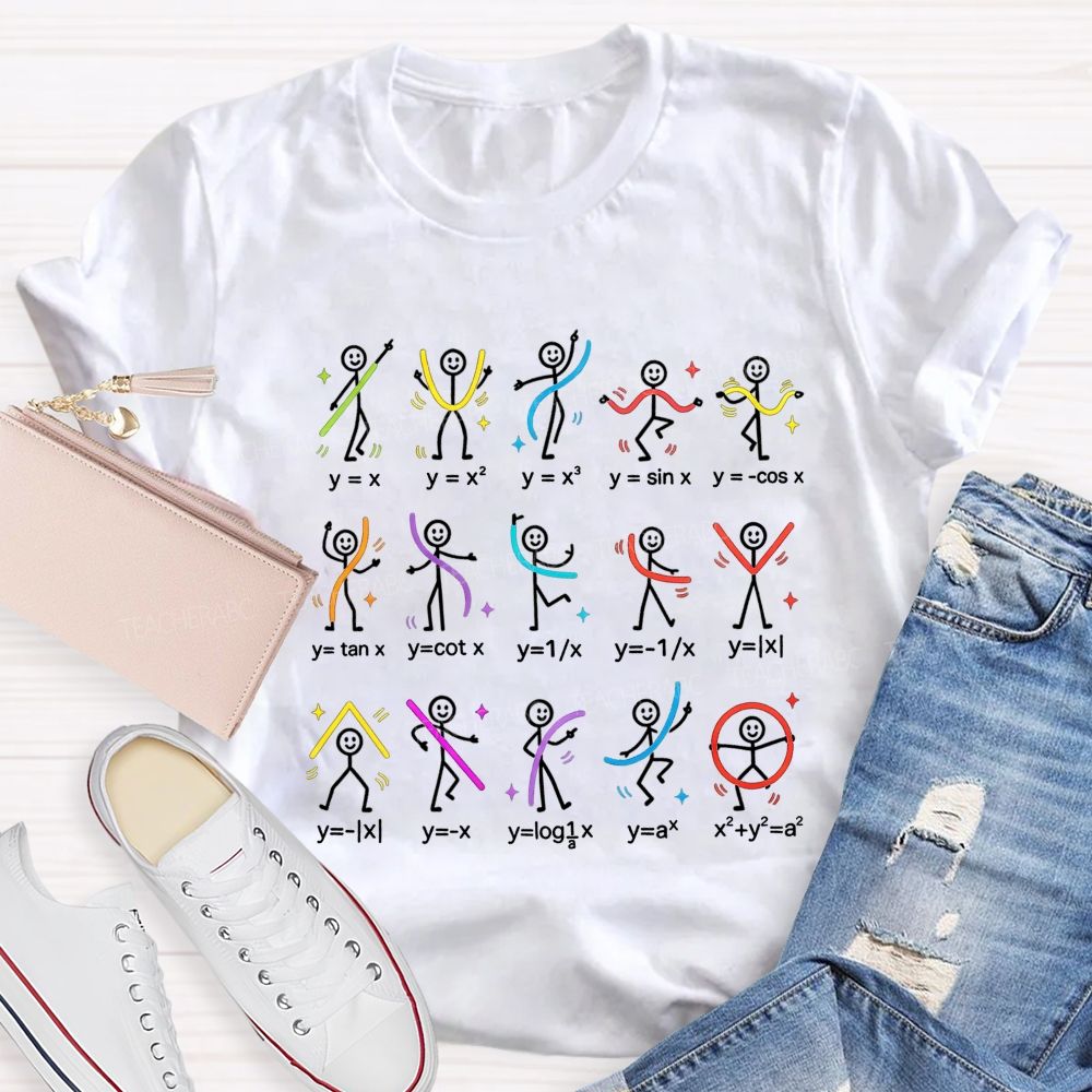 Stick Figure Math Functions Graph Math Teacher T-shirt
