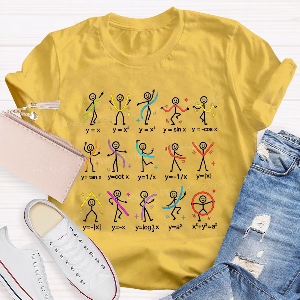 Stick Figure Math Functions Graph Math Teacher T-shirt
