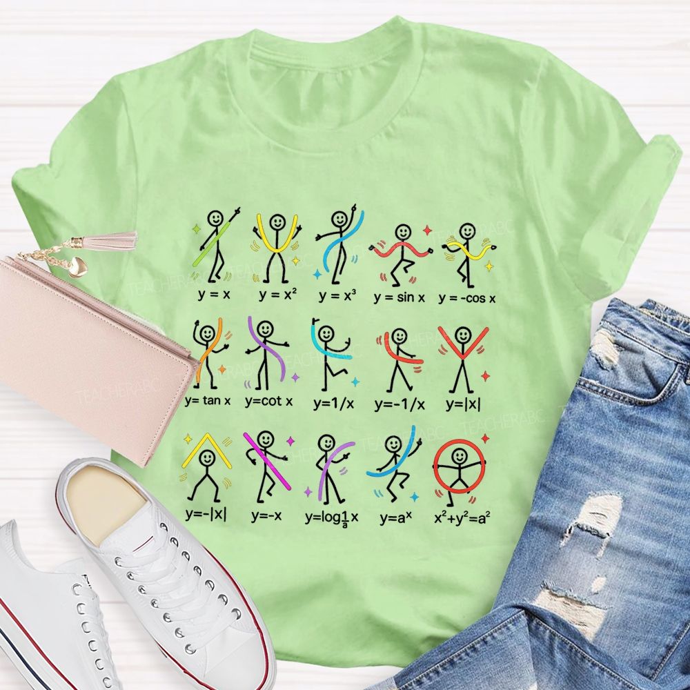 Stick Figure Math Functions Graph Math Teacher T-shirt