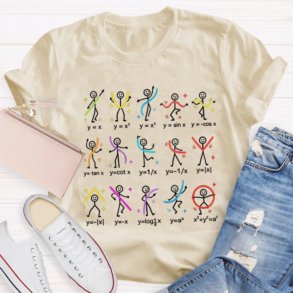 Stick Figure Math Functions Graph Math Teacher T-shirt