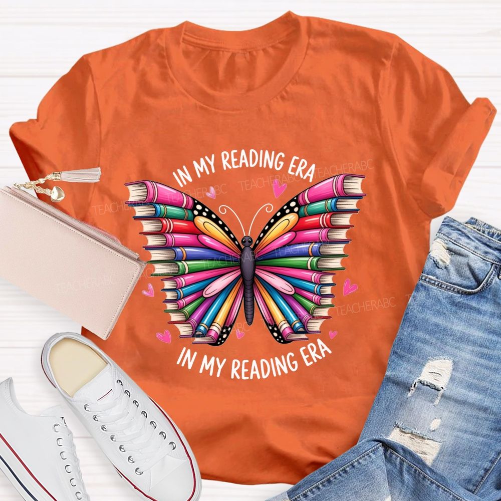 In My Reading Era Butterfly Book Wings Rainbow Book Butterfly Teacher T-shirt
