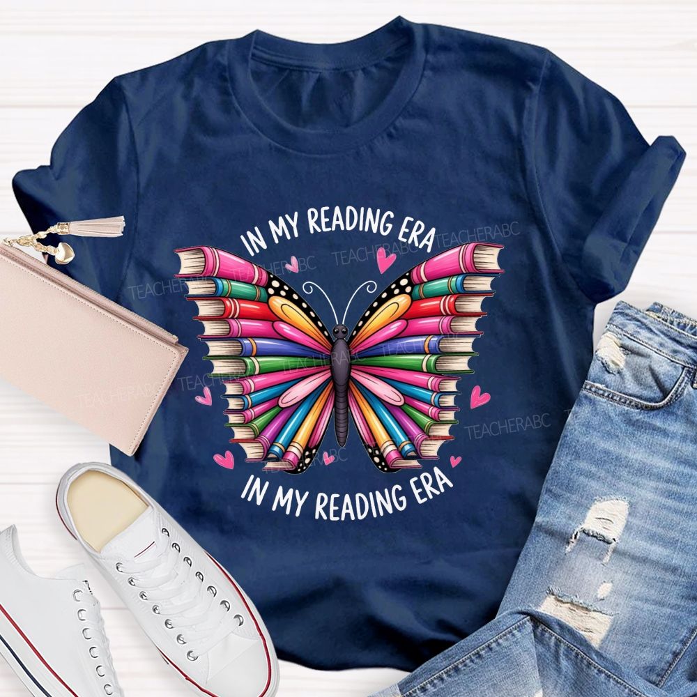 In My Reading Era Butterfly Book Wings Rainbow Book Butterfly Teacher T-shirt