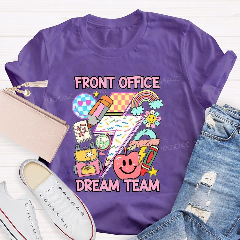 Front Office Dream Team Lightning Bolt School Supplies T-shirt