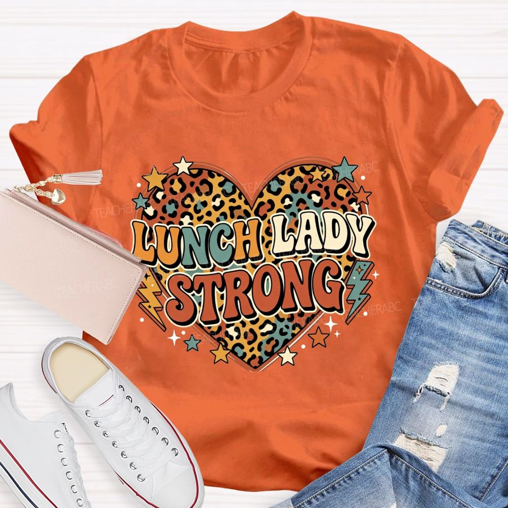 Lunch Lady Strong Leopard Heart Lightning T-shirt