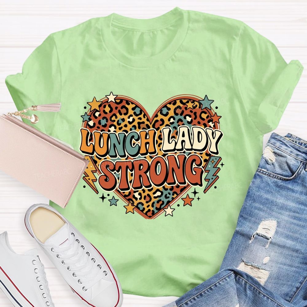 Lunch Lady Strong Leopard Heart Lightning T-shirt