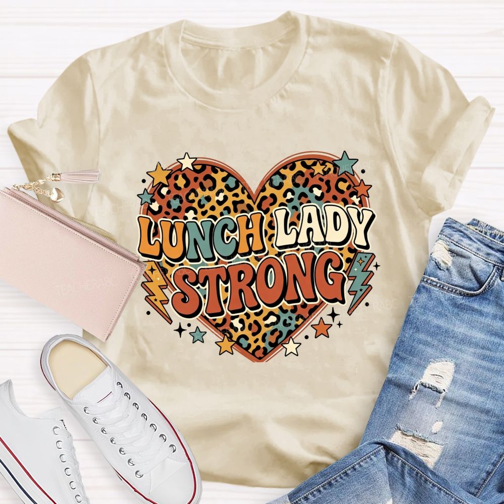 Lunch Lady Strong Leopard Heart Lightning T-shirt