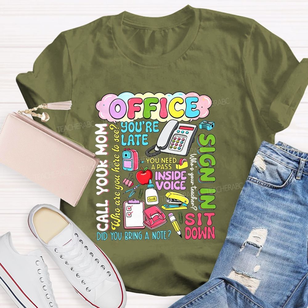 School Office All The Iconic Lines Of A School Front Office T-shirt