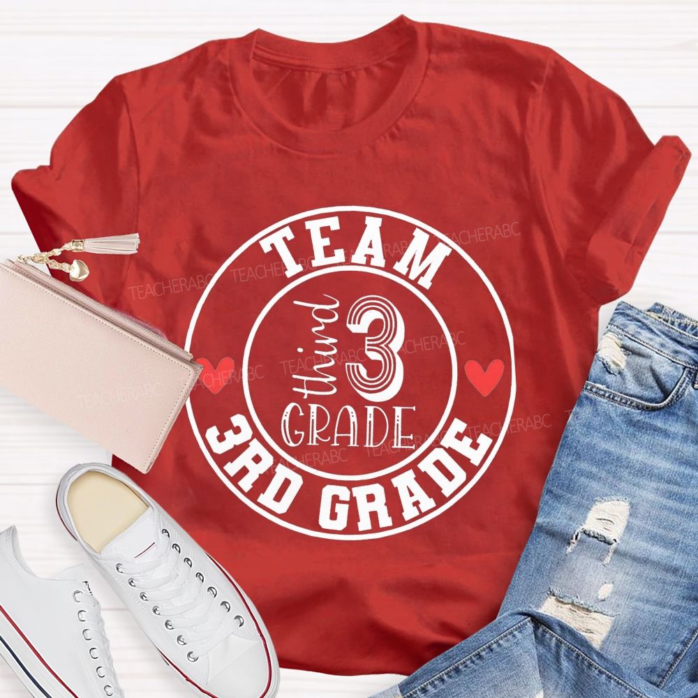 Personalized Grade 3rd Grade Team Herat Teacher T-Shirt