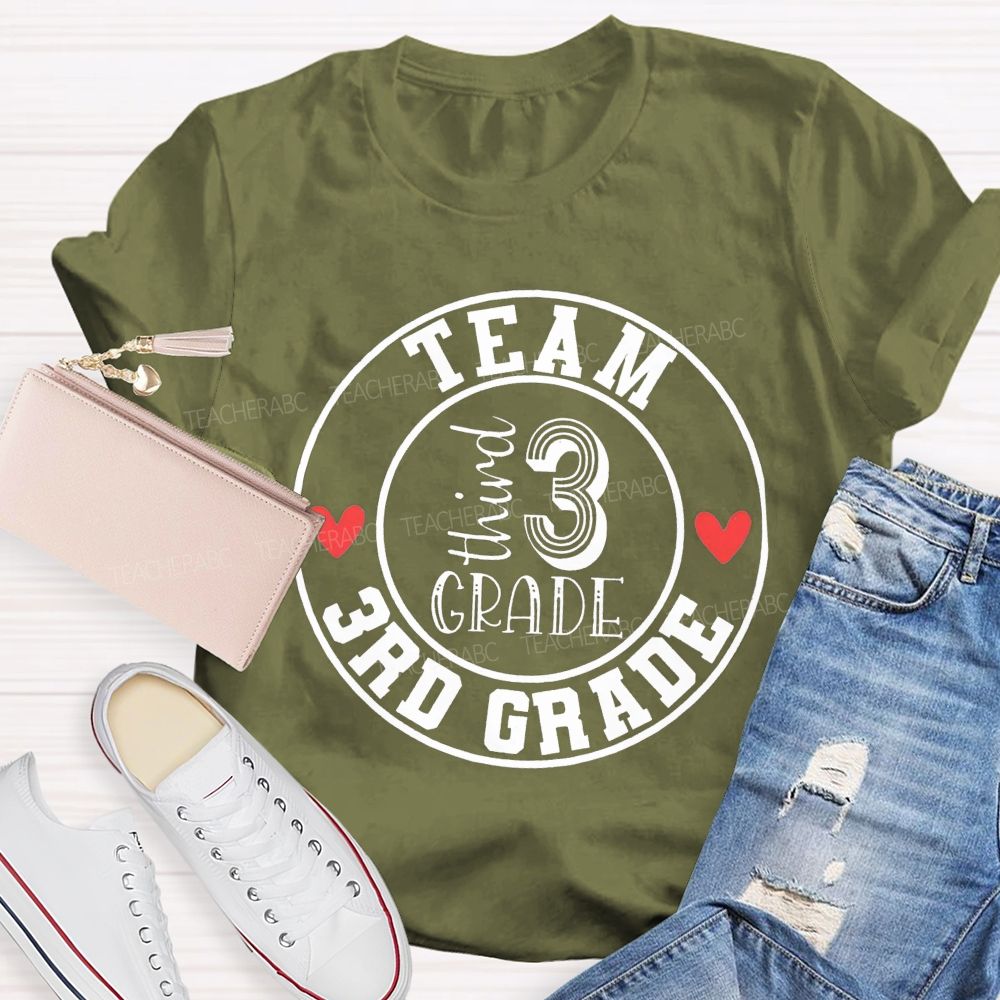 Personalized Grade 3rd Grade Team Herat Teacher T-Shirt