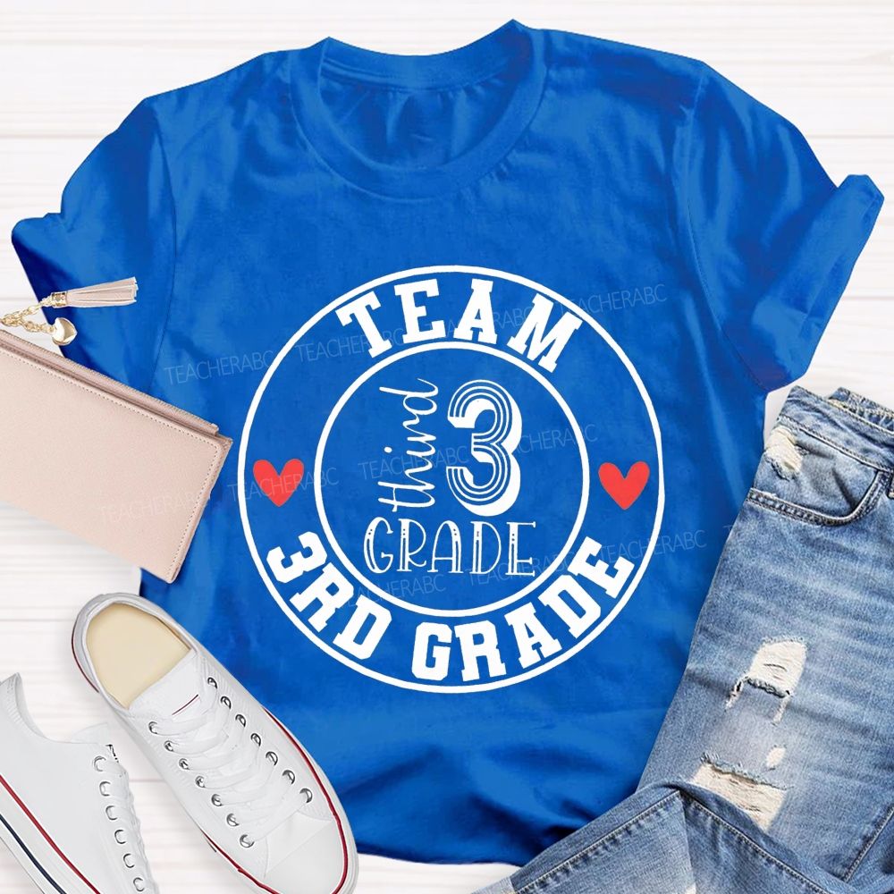 Personalized Grade 3rd Grade Team Herat Teacher T-Shirt