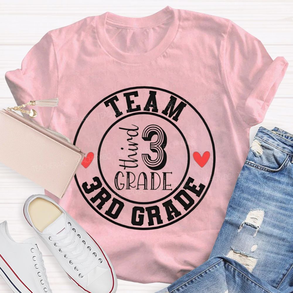 Personalized Grade 3rd Grade Team Herat Teacher T-Shirt