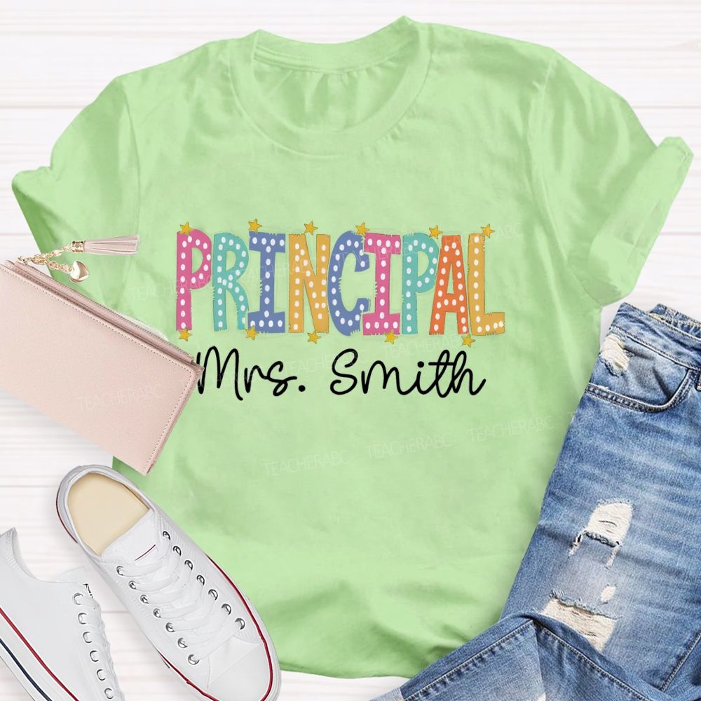 Personalized Name Principal Little Star Teacher T-Shirt