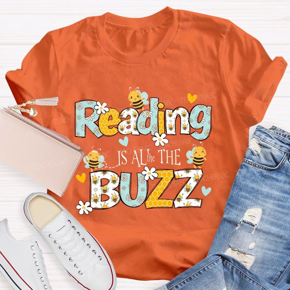 Reading Is All The Buzz Bee Daisy Honeycomb Pattern Book Lover T-shirt