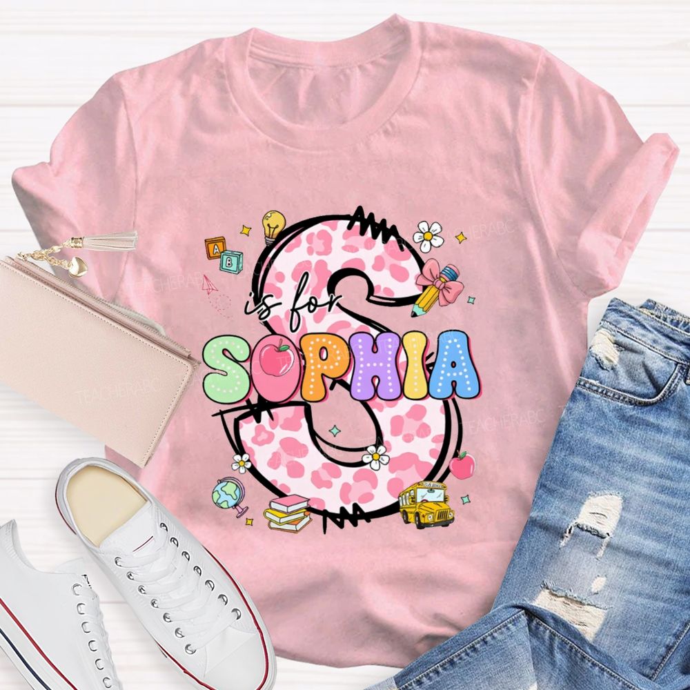 Personalized Name Colorful Leopard Letter Back To school Teacher T-Shirt