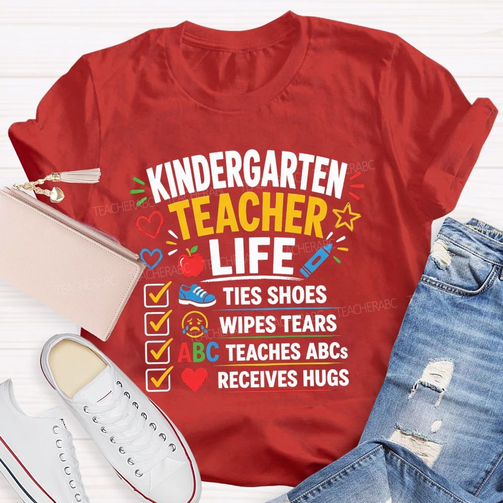 Personalized Grade Kindergarten Teacher Life Checklist Teacher T-shirt