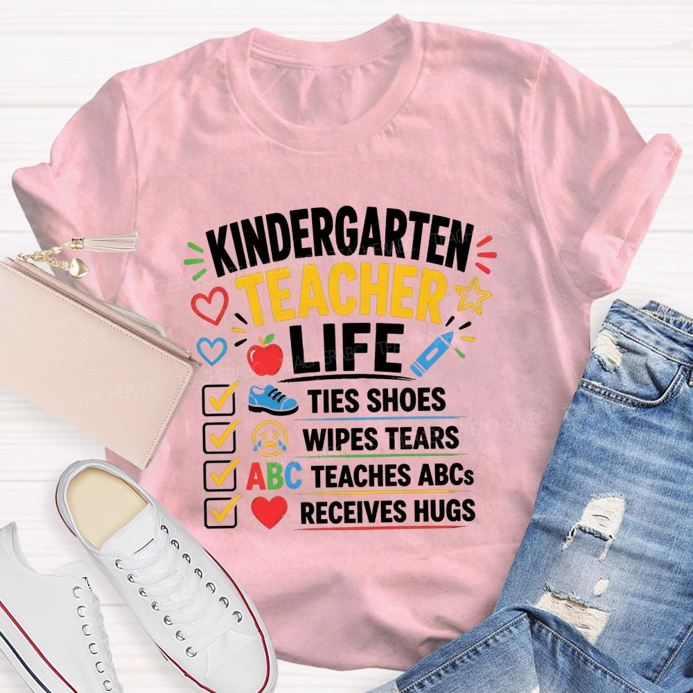 Personalized Grade Kindergarten Teacher Life Checklist Teacher T-shirt