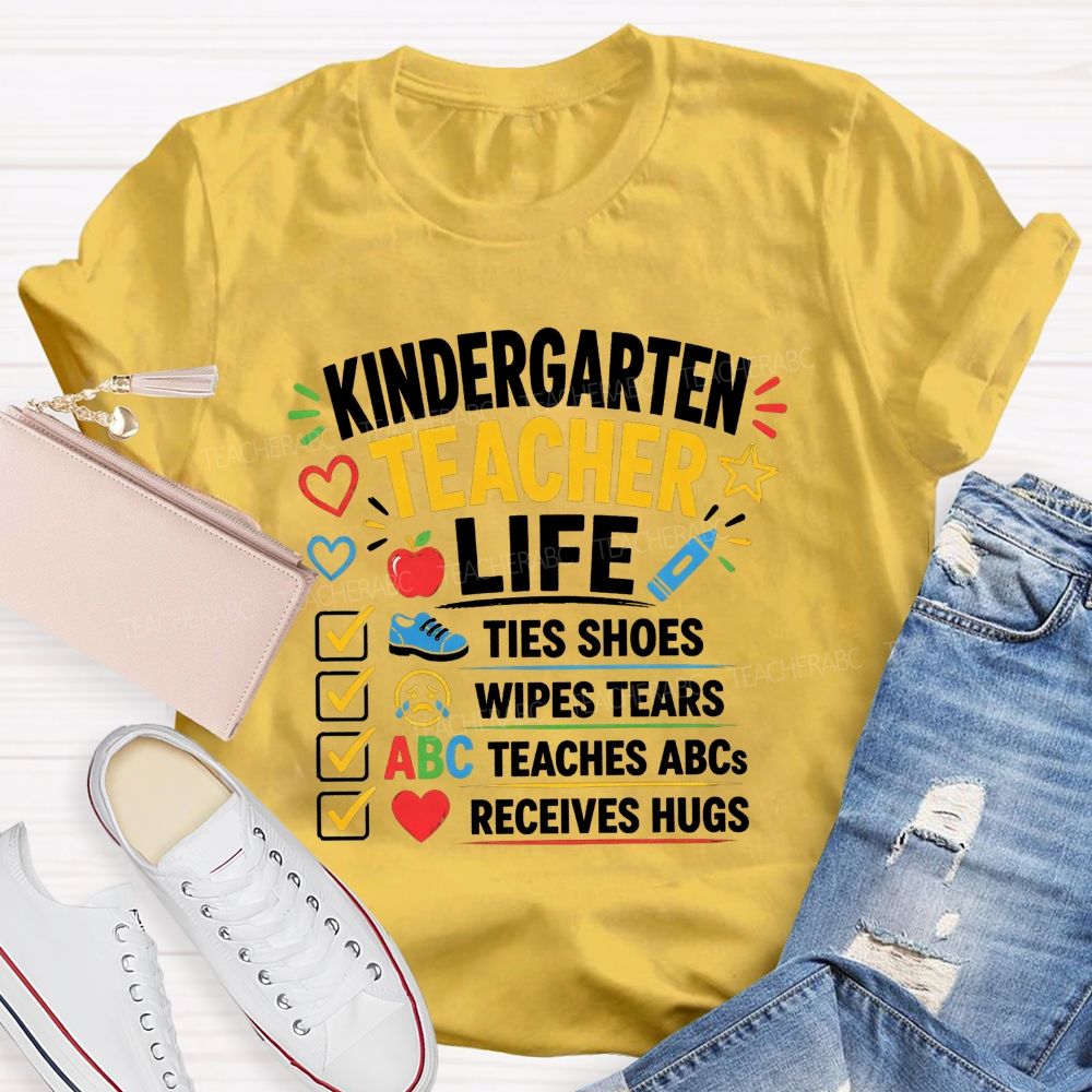 Personalized Grade Kindergarten Teacher Life Checklist Teacher T-shirt
