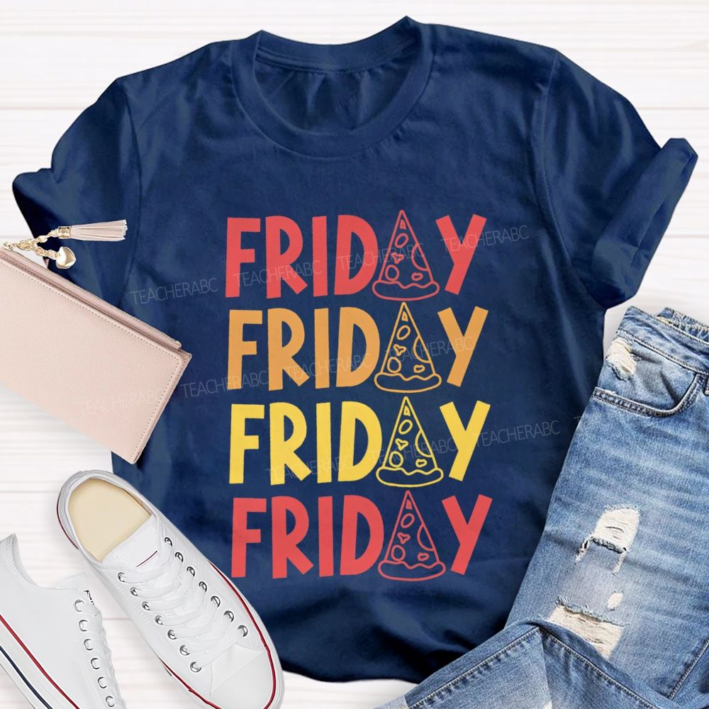 Happy Friday Bright Letter Teacher T-Shirt