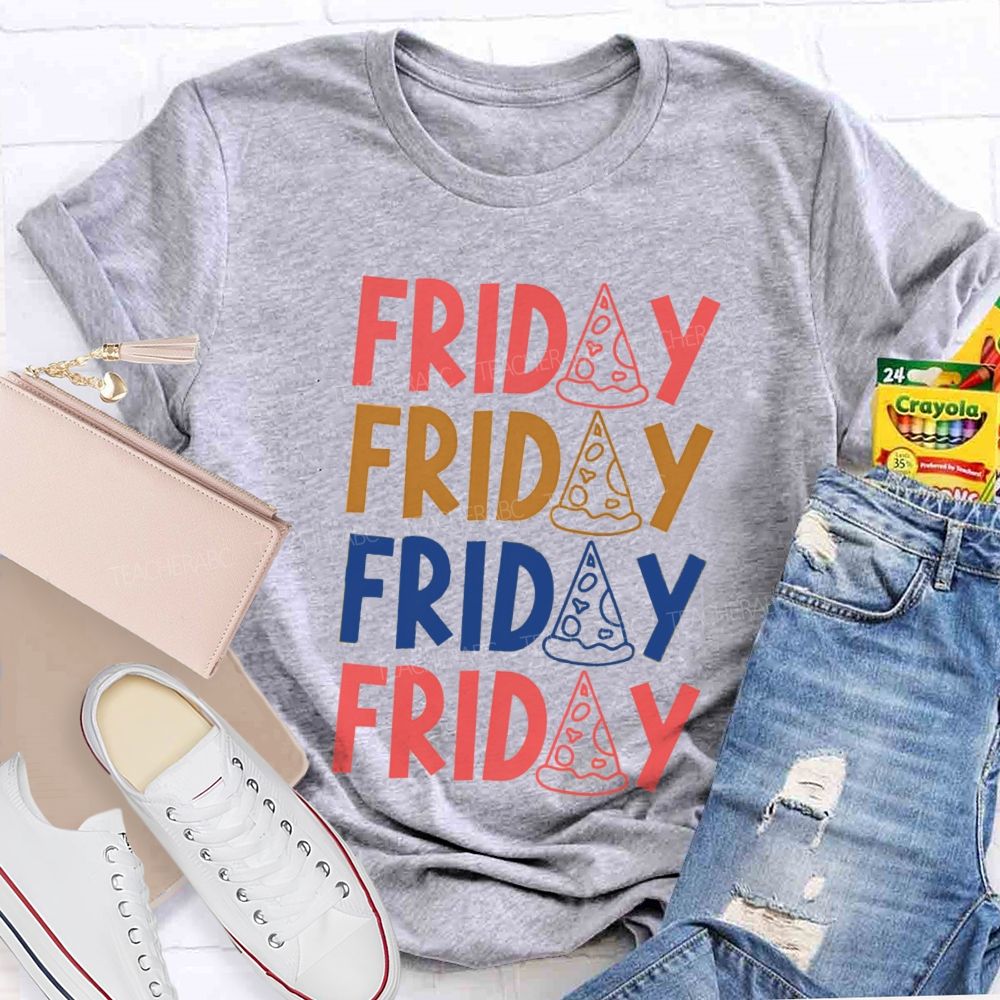 Happy Friday Bright Letter Teacher T-Shirt