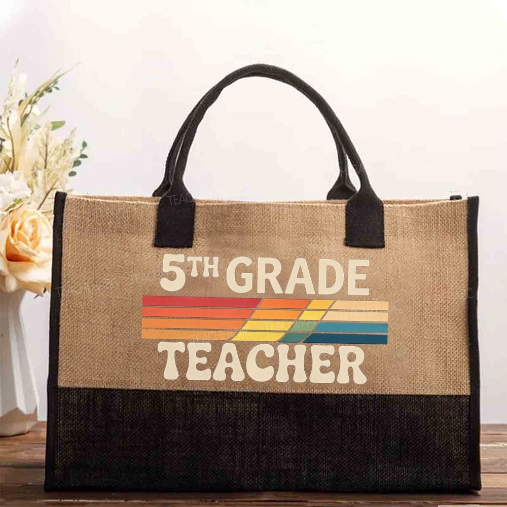 Personalized grade Minimalist-Style Print With Colorful Stripes Cotton Tote Bag
