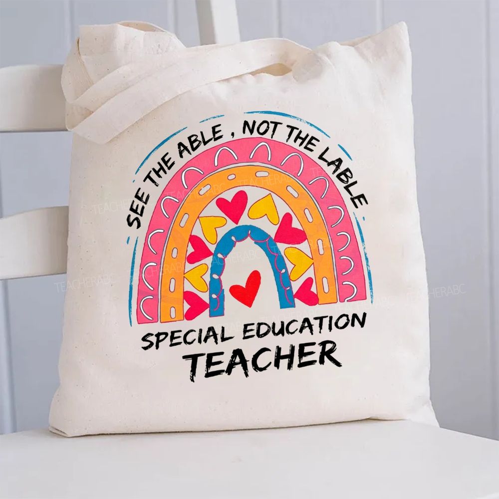 Special Education Heart Rainbow Tote Bag