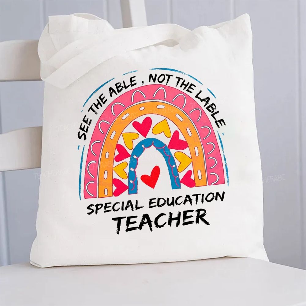 Special Education Heart Rainbow Tote Bag