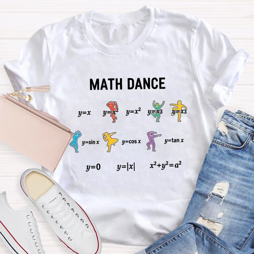 Colorful Silhouette Math Dance Math Teacher T-shirt