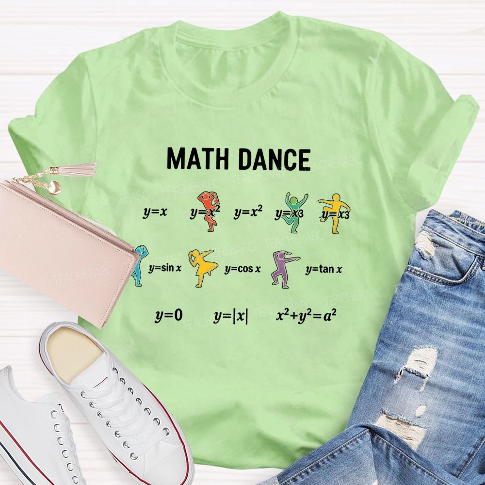 Colorful Silhouette Math Dance Math Teacher T-shirt