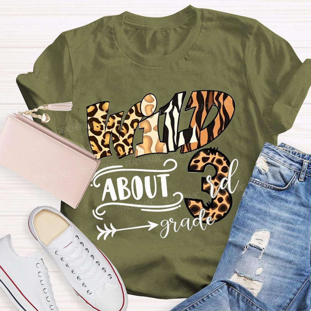 Personalized Grade Wild About 3rd Grade Teacher T-shirt