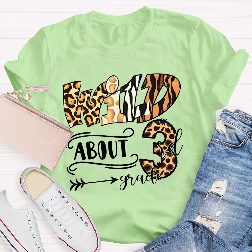 Personalized Grade Wild About 3rd Grade Teacher T-shirt