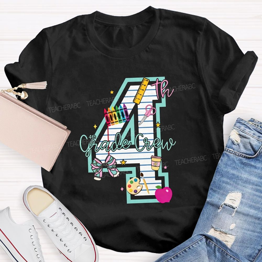 Personalized Grade 4th Grade Crew Ready To Create Memories Teacher T-shirt