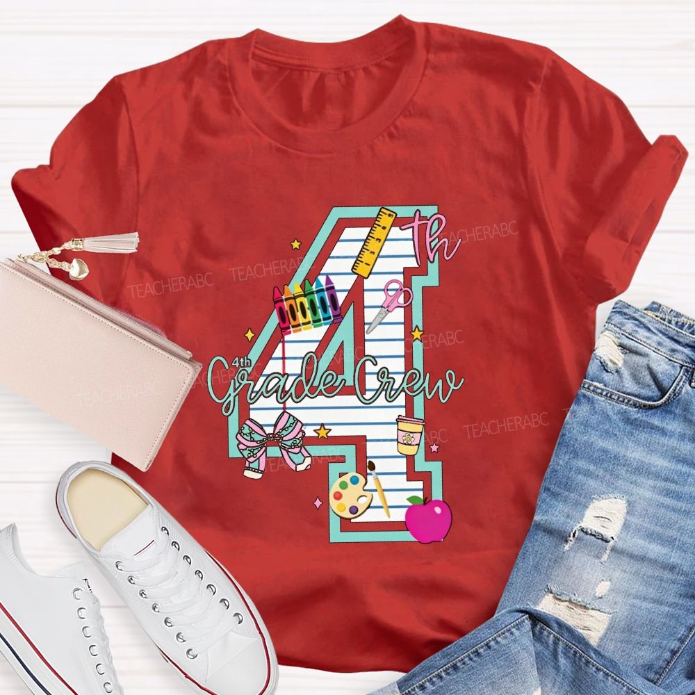 Personalized Grade 4th Grade Crew Ready To Create Memories Teacher T-shirt