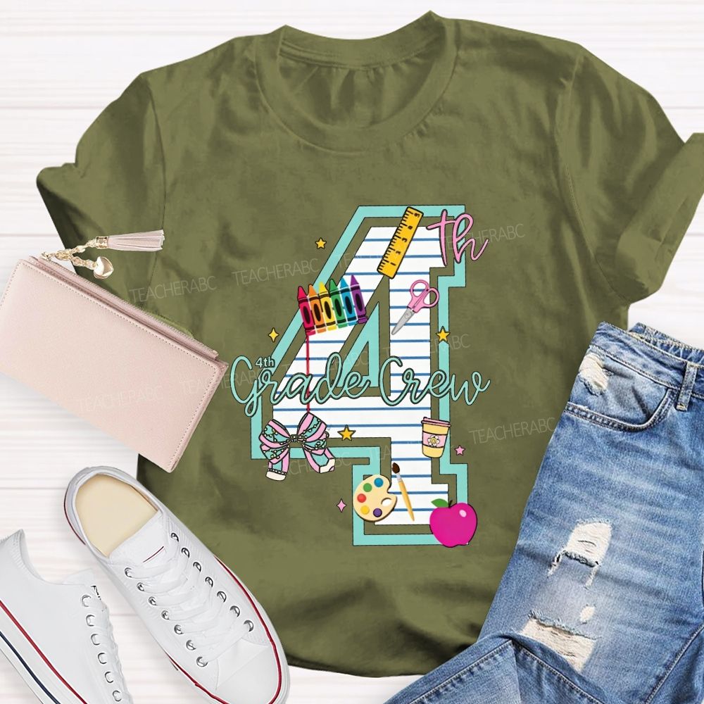 Personalized Grade 4th Grade Crew Ready To Create Memories Teacher T-shirt