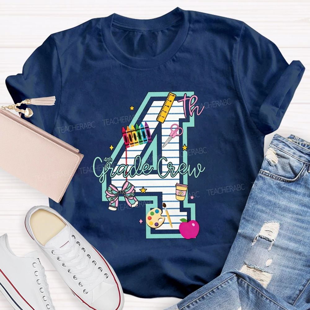 Personalized Grade 4th Grade Crew Ready To Create Memories Teacher T-shirt