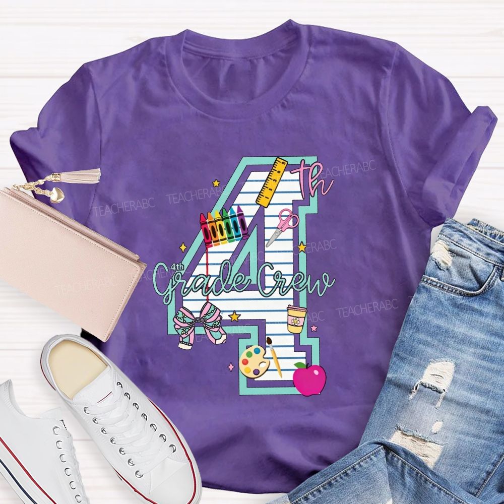 Personalized Grade 4th Grade Crew Ready To Create Memories Teacher T-shirt