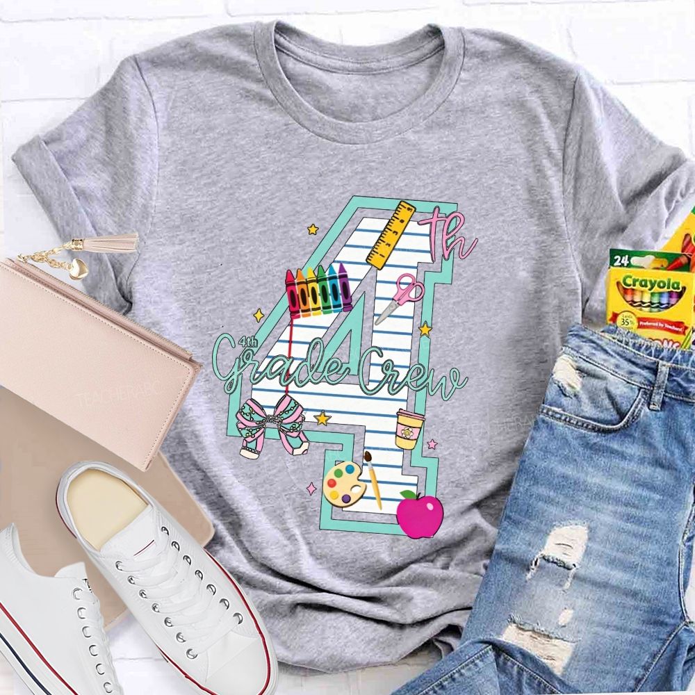 Personalized Grade 4th Grade Crew Ready To Create Memories Teacher T-shirt