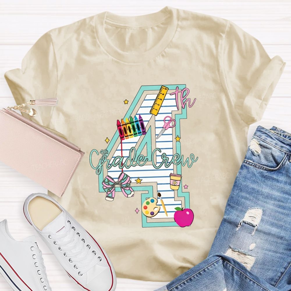 Personalized Grade 4th Grade Crew Ready To Create Memories Teacher T-shirt