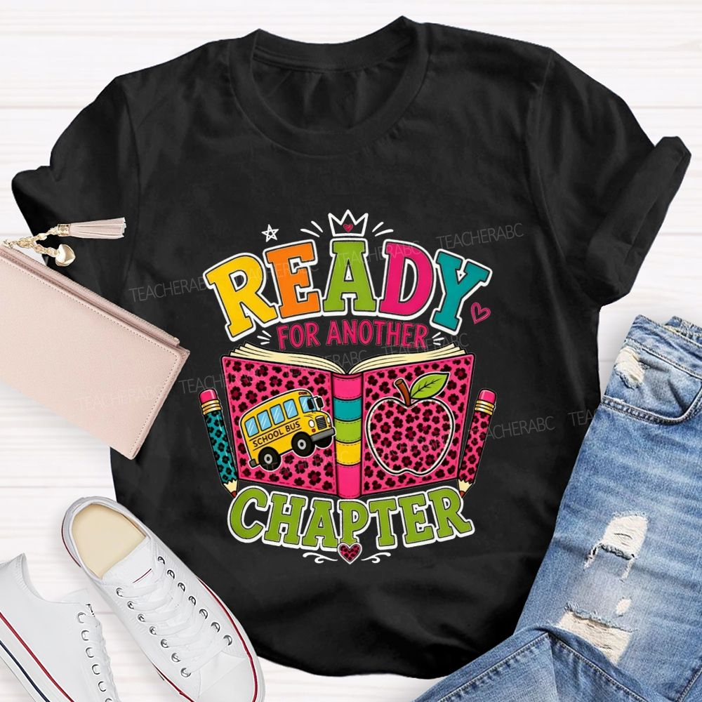Ready For Another Chapter Pink Leopard Print Teacher T-shirt