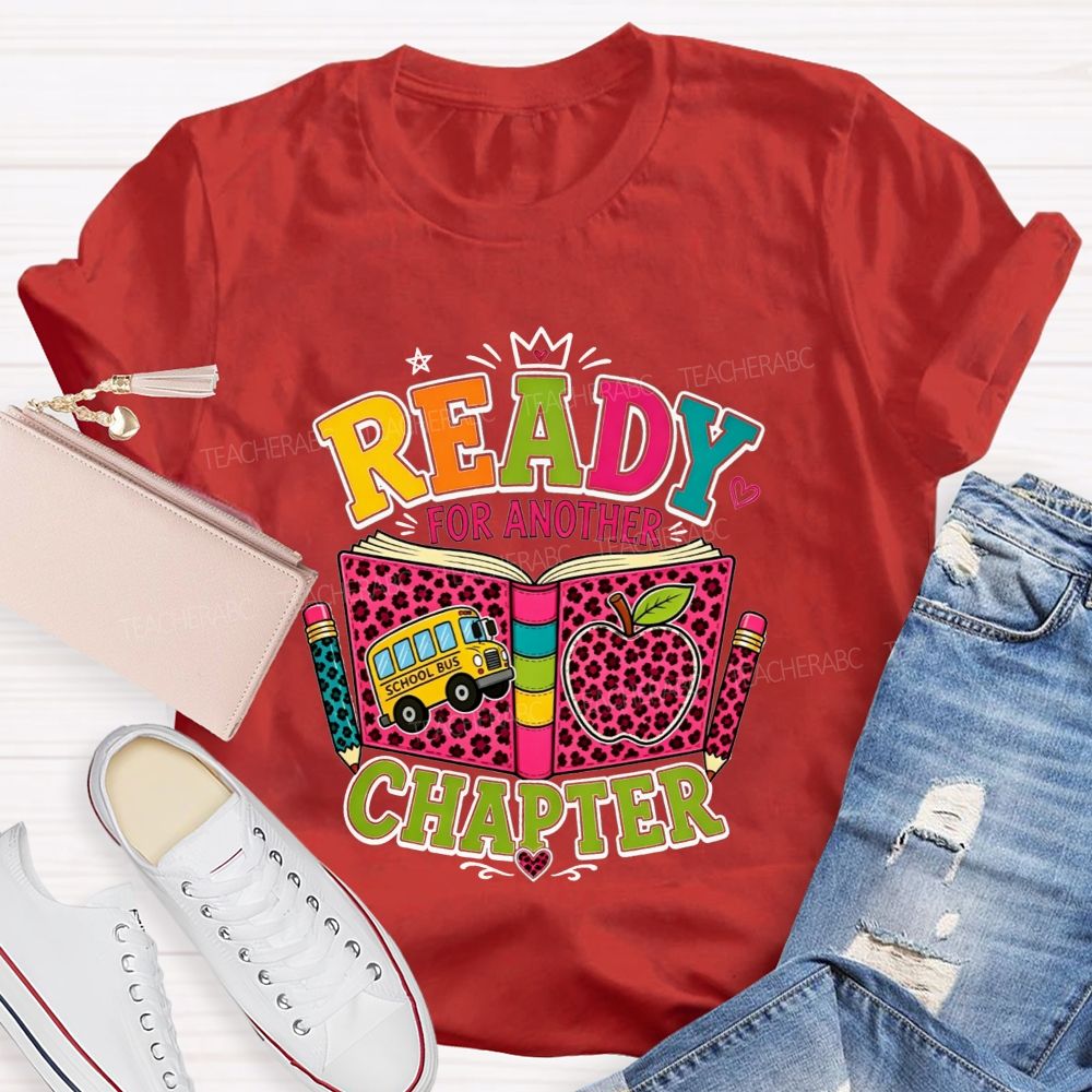 Ready For Another Chapter Pink Leopard Print Teacher T-shirt