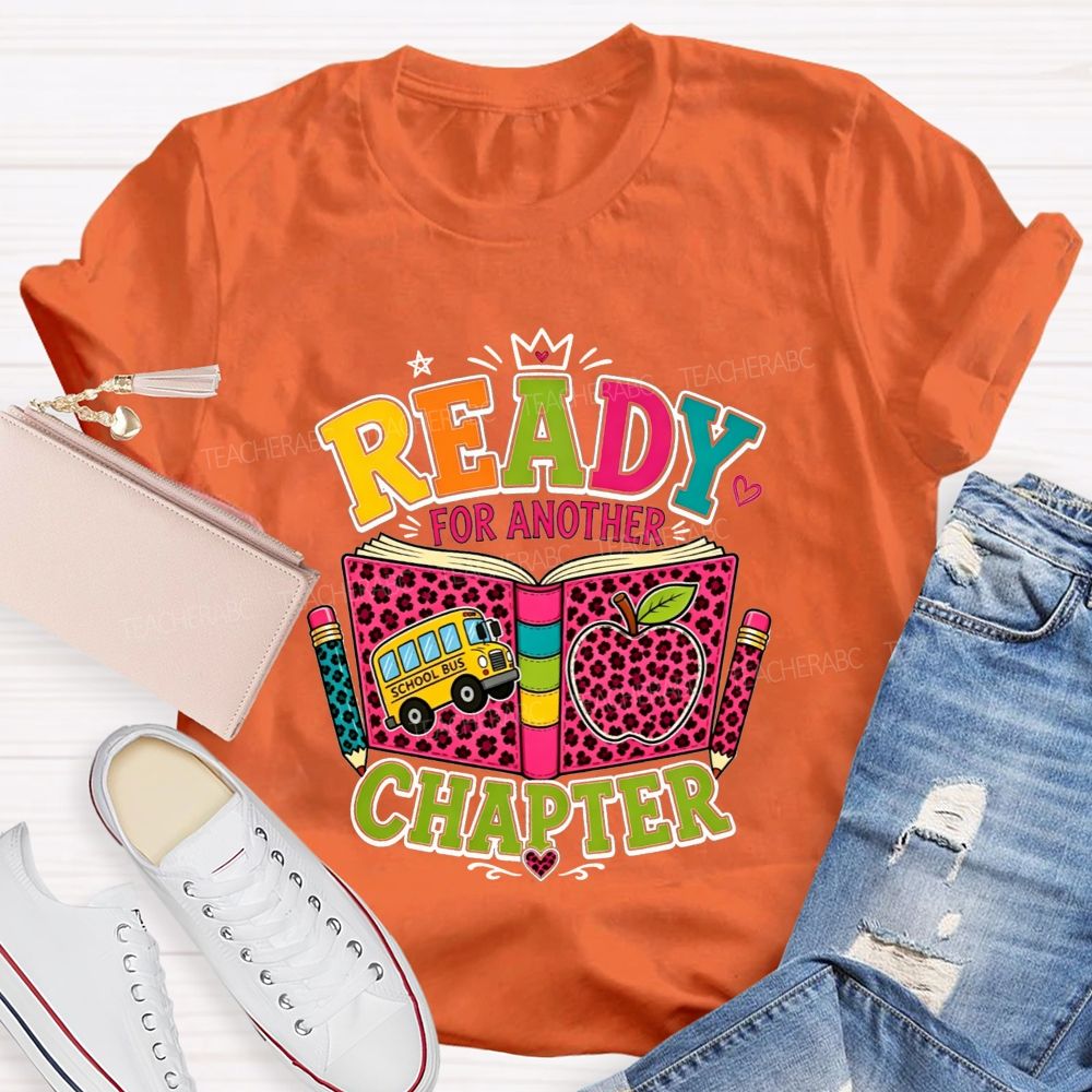 Ready For Another Chapter Pink Leopard Print Teacher T-shirt