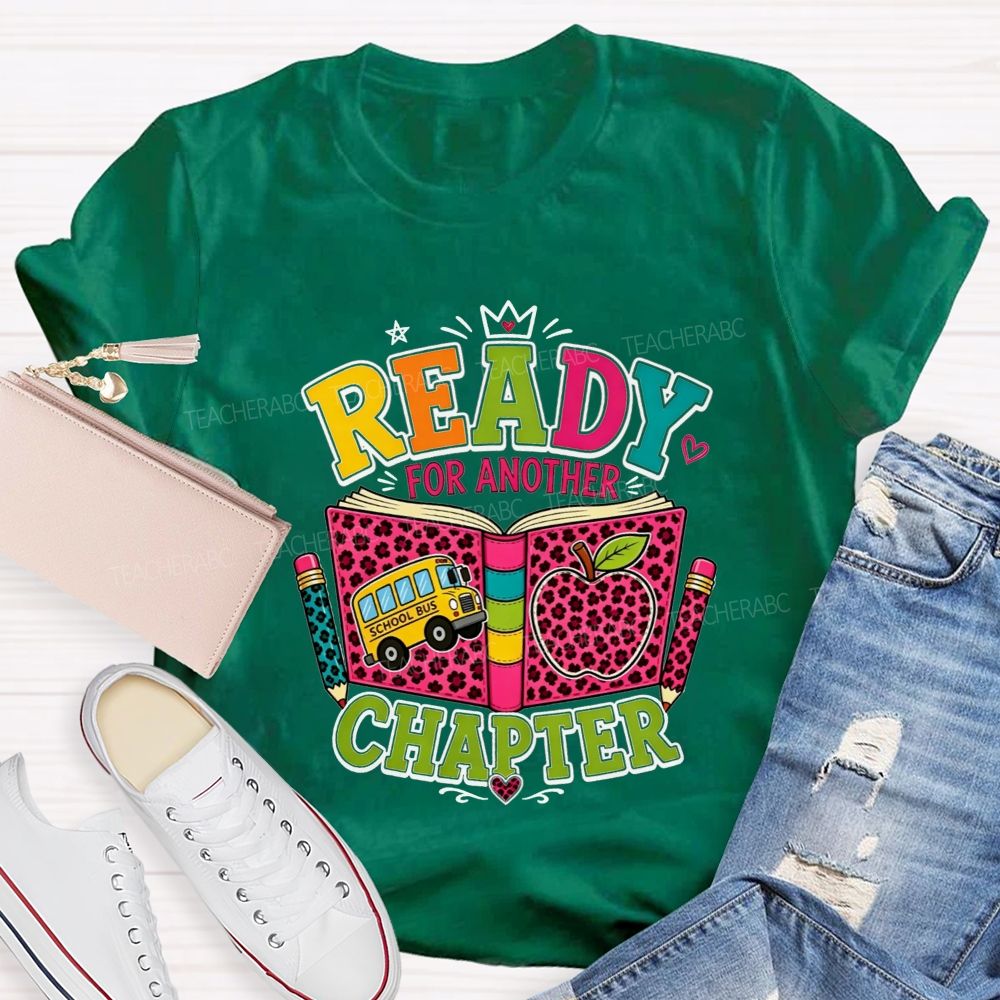 Ready For Another Chapter Pink Leopard Print Teacher T-shirt