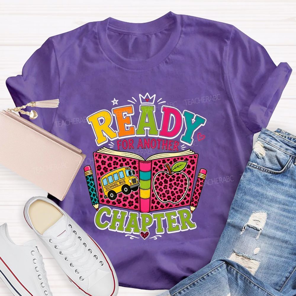 Ready For Another Chapter Pink Leopard Print Teacher T-shirt