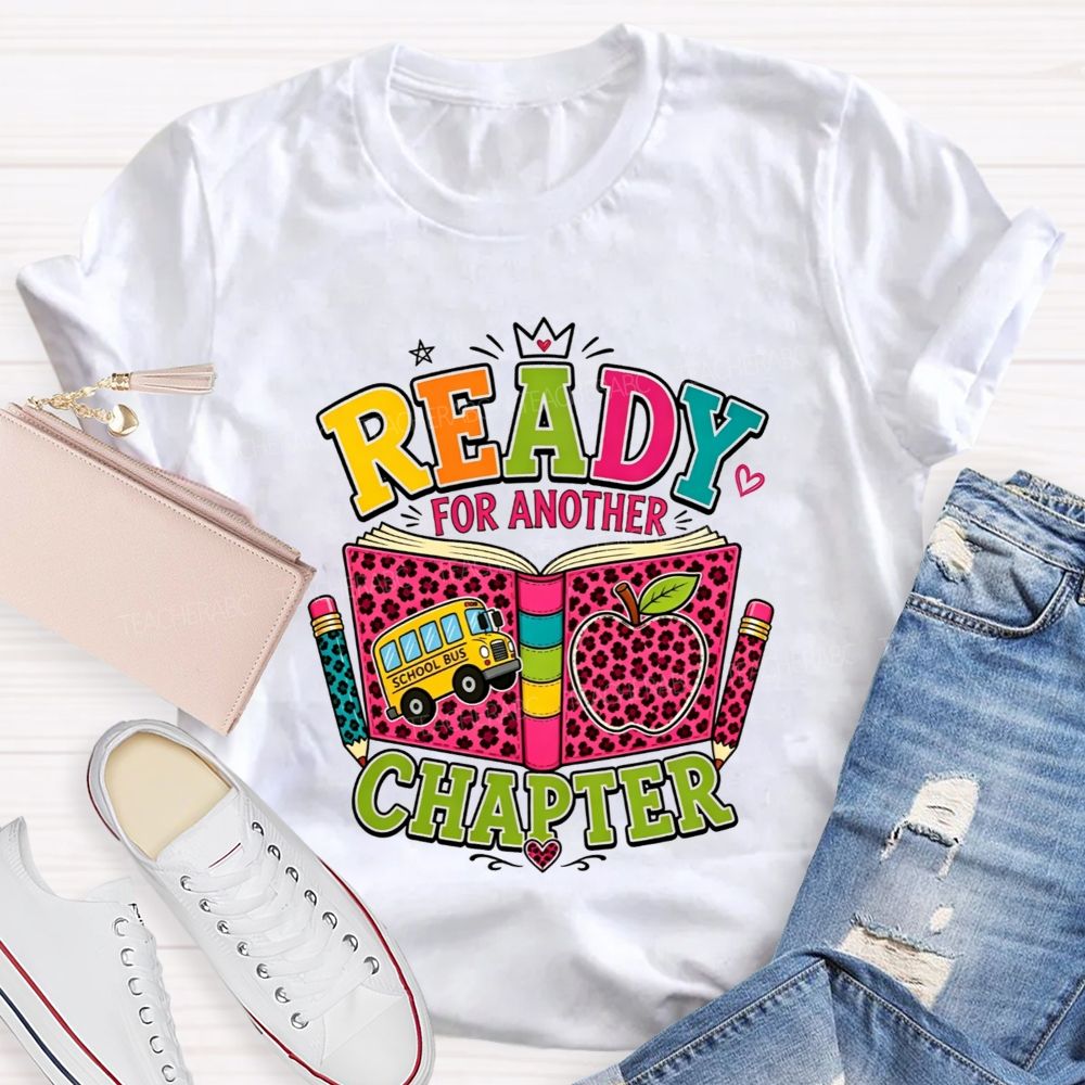 Ready For Another Chapter Pink Leopard Print Teacher T-shirt