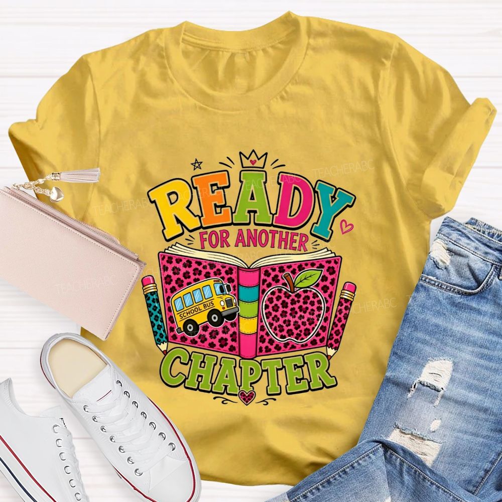 Ready For Another Chapter Pink Leopard Print Teacher T-shirt