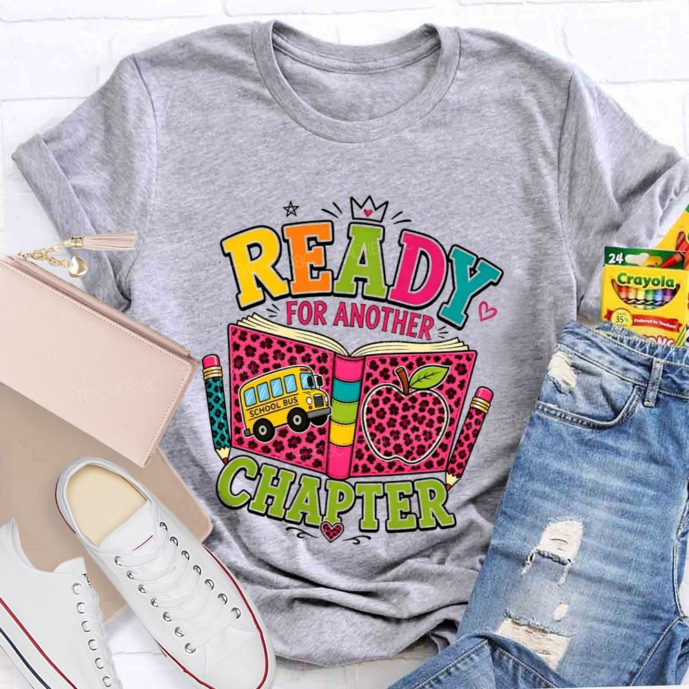 Ready For Another Chapter Pink Leopard Print Teacher T-shirt