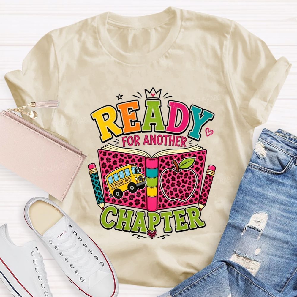 Ready For Another Chapter Pink Leopard Print Teacher T-shirt