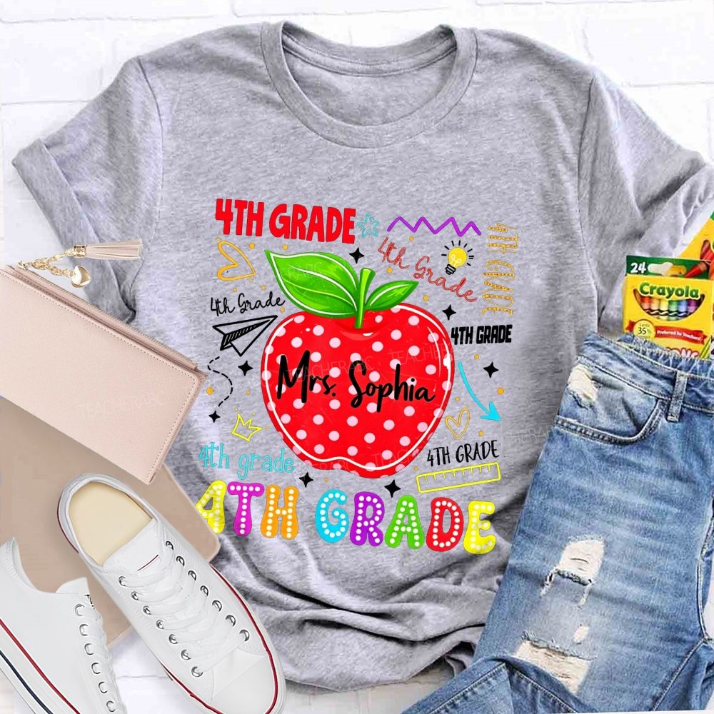Personalized Name And Grade My Happy Classroom Life Teacher T-shirt