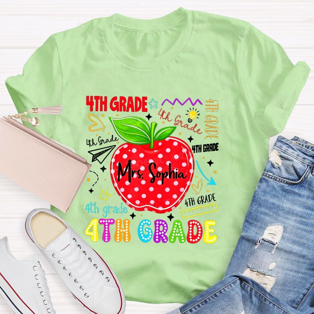 Personalized Name And Grade My Happy Classroom Life Teacher T-shirt